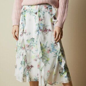 Barely WornTed Baker Lurissa Perhola Ruffled Floral Midi Skirt